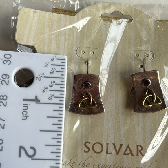 Solvar Celtic Trinity knitting Earrings #472 silver tone gold tone - Picture 4 of 5